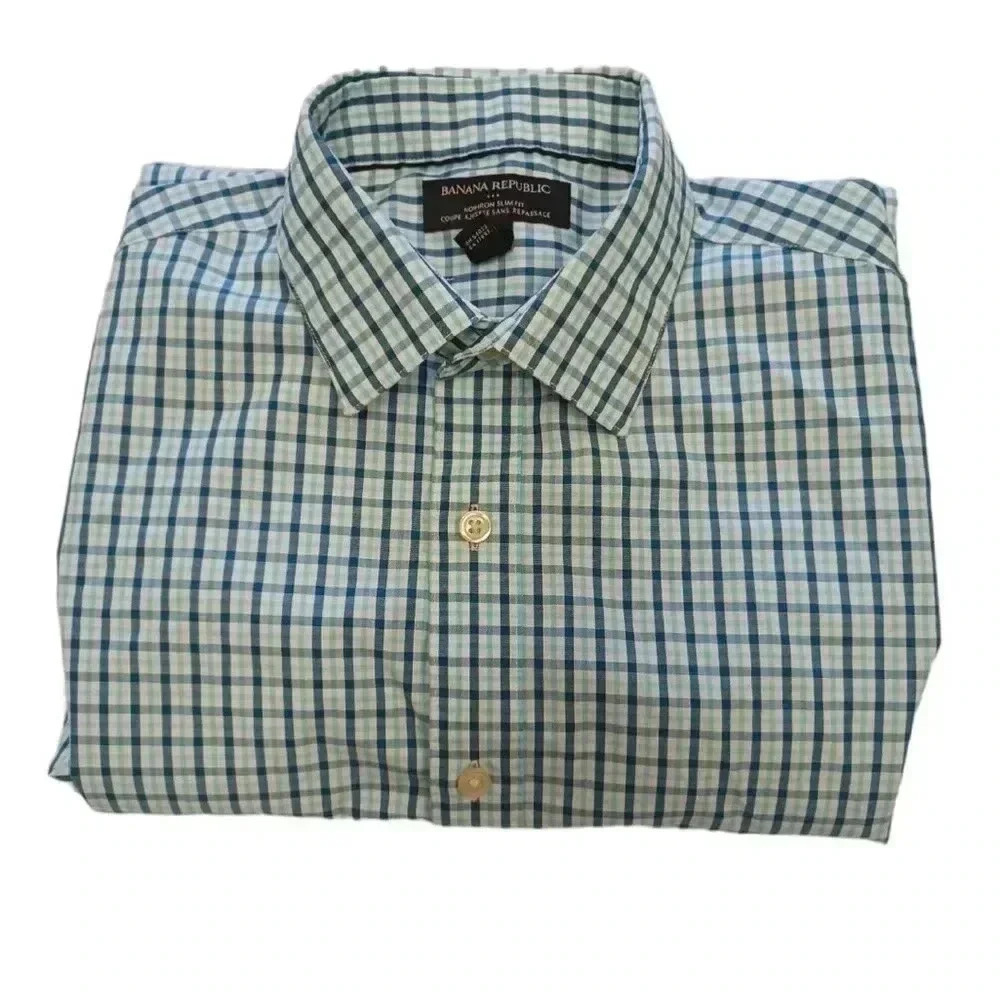Banana Republic Non Iron Slim Fit Blue Button Down  Shirt Size Small